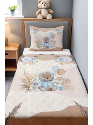 Özgürce Renkli Ayıcık Desenli Pike Seti 160X230CM, Yumuşak ve Rahat Uyku Hali