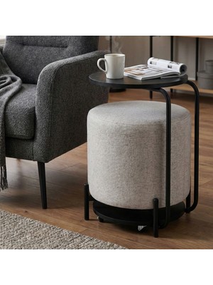 Vilinze Çok Amaçlı Metal C Sehpa Puf Seti