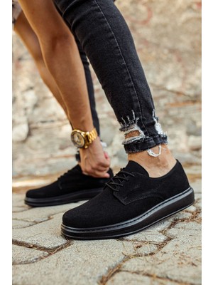 Roof Atelier Erkek Siyah Süet Bağcıklı Klasik Günlük Ayakkabı - 003 - Sst Comoscio Classico