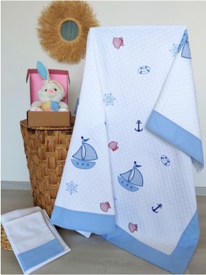 Özgürce Yelken Desenli Pamuk Bebek Pike Takımı, Yumuşak ve Rahat Konfor Sağlar