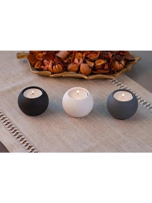 Oblivion 3 Renk El Yapımı Yuvarlak Beton Tealight Mumluk Set ( 3 Adet Mum Hediye )