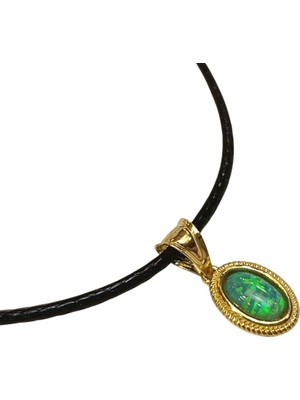 Genel Yeşil Opal Kolye 14 Ayar Altın Hd Videolu