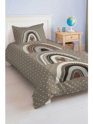 Özgürce Gri Nazarlık Desenli Çocuk ve Genç Odası Pike Takımı Yatak Örtüsü