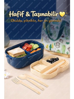5 Bölmeli Taşınabilir Yemek Kabı Lunch Box Diyet Beslenme Kutusu Saklama Kabı Çatal Kaşık Sefer Tası