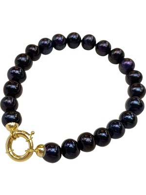 Genel Gemici Kilitli Siyah Inci Bileklik Künye 14 Ayar Altın Hd Videolu