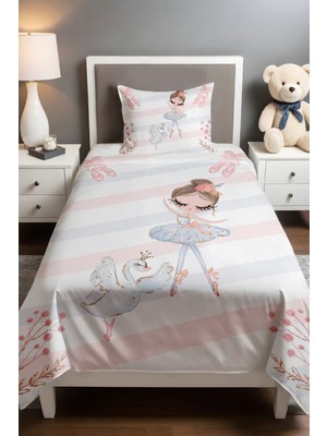 Özgürce Balerin ve Kuğu Temalı Şık Pike Takımı, 160X230 Cm, Zarif Uyku Seti