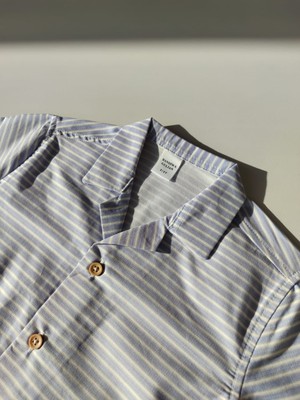 Bandiwa Gulian Erkek Bebek Kısa Kollu Çizgili Gömlek - Mavi Beyaz