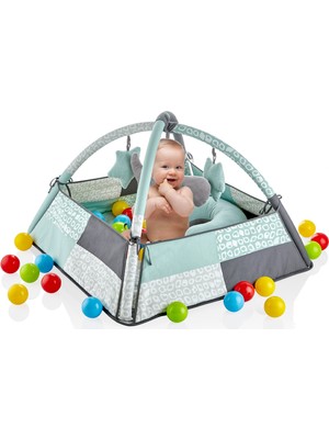 Babyjem Güvenlikli Aktivite Oyun Halısı Yeşil 25 Adet Top Hediyeli