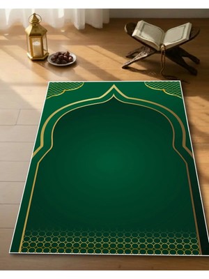 Seccade Yumuşak Yüzey Kaymaz Taban Modern Şık Yeşil-Gold Tasarım | Scd