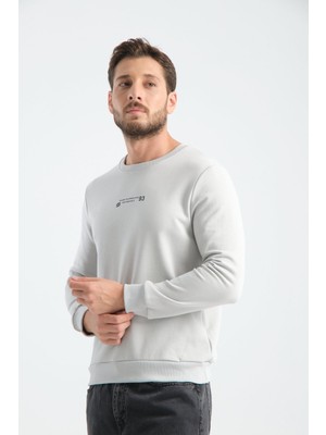 Taş Erkek Üç Iplik Sweatshirt Regular Fit Pamuklu Bisiklet Yaka Günlük Spor Basic M