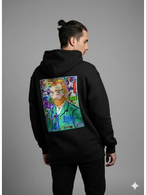 Lenithra Pop Art Van Gogh Sırt Baskılı Unisex Oversize Hoodie