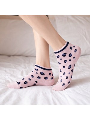 Gigi Giyim Leopar Desenli Kadın Dikişsiz Patik Çorap