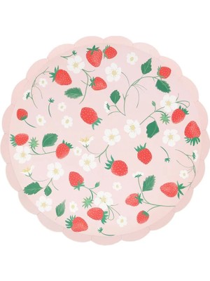 Meri Meri - Çilek Tabaklar - M - 8 Adet