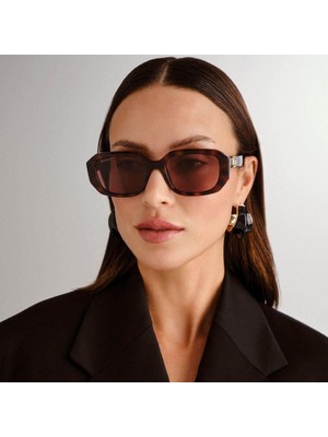 Gucci GG1535S 002 54-20 Kadın Kahverengi Mat Camlı Kahverengi Asetat Dikdörtgen Güneş Gözlüğü