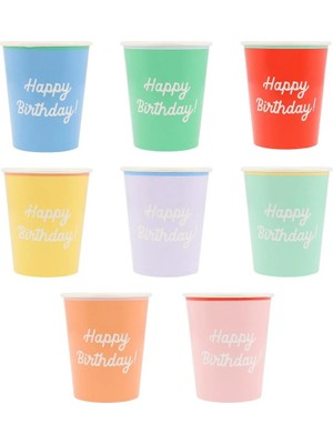 Meri Meri - Happy Birthday Bardaklar - 8 Adet