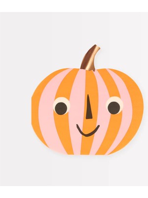 Meri Meri - Pink & Orange Stripy Pumpkin Napkins - Pembe & Turuncu Çizgili Balkabağı Peçeteler (16'l