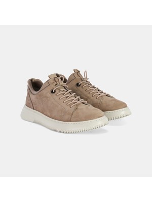 Erkek Vizon DesaComfort Lastik Bağcıklı Deri Sneaker