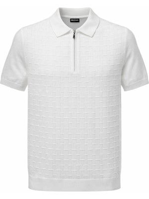Plus Scorpion Erkek Polo Yaka Fermuarlı Triko Tişört Dokulu Slim Fit