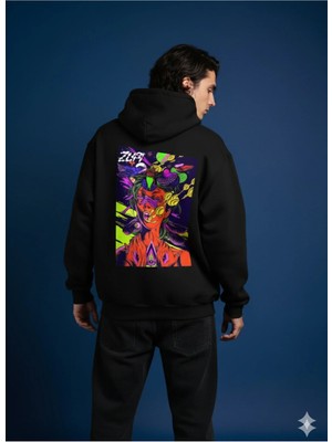 Lenithra Psychedelic Sırt Baskılı Unisex Oversize Hoodie