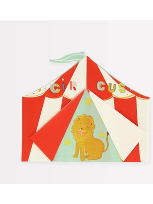 Meri Meri - Circus Shaped Big Top Napkins - Şekilli Sirk Peçete (16'lı)