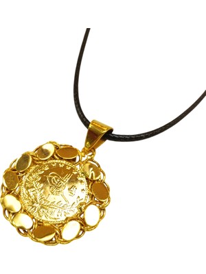 Genel 22K Ayar Reşat Çeyrek Altınlı, 14K Altın Pullu Çerçeveli Kolye Hd Videolu