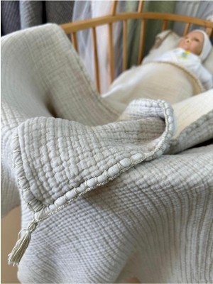 Özgürce Taş Rengi Müslin Bebek Yatak Örtüsü ve Yorgan, Yumuşak ve Rahat
