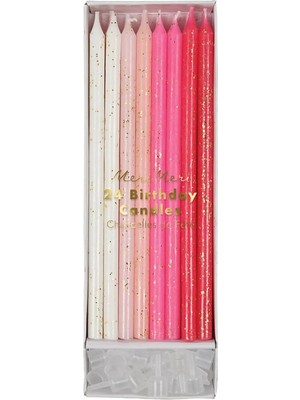 Meri Meri - Pink Glitter Candles - Pembe Simli Mumlar