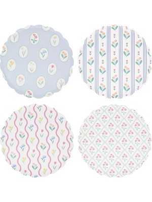 Meri Meri - Bloomsbury Çiçek Desenli Tabaklar - M - 8 Adet