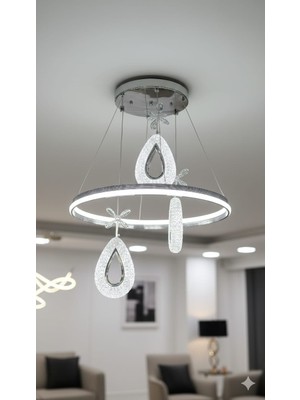 Bohem Aydınlatma 3'lü Çift Taraflı 3renk LED Halka Badem Sarkıt Modern Salon/oda/yatak/antre Avizesi