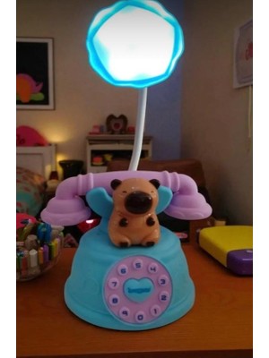 TeknoBeyza Retro Telefon Tasarımlı Ayıcık Figürlü Şarjlı Masa Lambası - Çocuk Odası Dekoru Dokunmatik Gece Lambası
