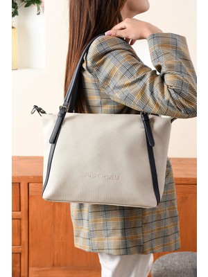 Orijinal Just Polo 3 Bölmeli Geniş Askılı Kadın Omuz Çantası Büyük Boy 43*30 cm 6037 Taş Laci
