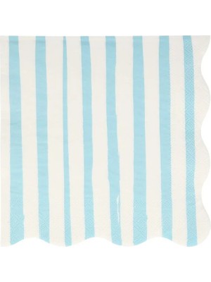Meri Meri - Blue Stripe Napkins - Mavi Çizgili Peçete - L - 16'lı