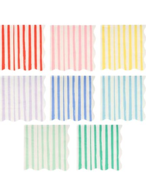 Meri Meri - Mixed Stripe Napkins - Karışık Çizgili Peçeteler - S - 16'lı