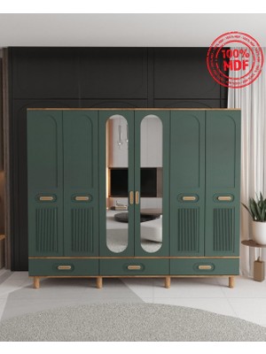 T&B Pera 6 Kapaklı Çekmeceli Gardırop - Tamamı Mdf