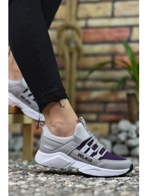 Riccon Kadın Sneaker Buz Mor Renkli Düz Taban Ortapedik İç Taban ile Konforlu Kullanım