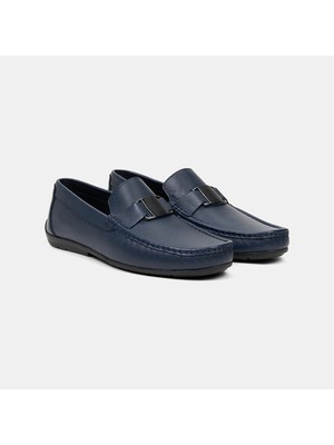 Desa Erkek Lacivert Metal Detaylı Deri Loafer