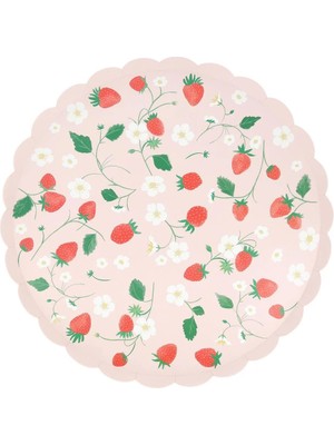 Meri Meri - Çilek Tabaklar - L - 8 Adet