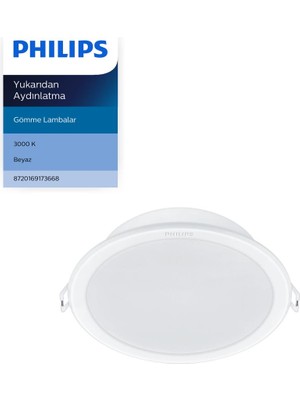 Philips Meson Tavan Gömme Spot 5.5W 480 Lumen 3000K Sarı Işık (90MM Delikler Için Uygundur)
