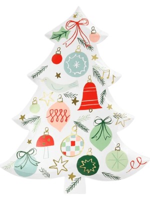 Meri Meri - Festive Pattern Tree Plates - Yeni Yıl Ağacı Tabaklar (8'li)