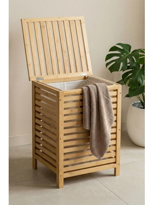 Digithome Bambu Kirli Çamaşır Sepeti Dikdörtgen Kahverengi – H/1 C1-1-289