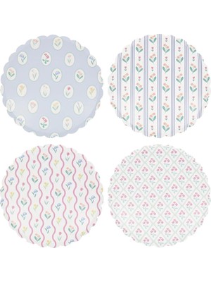 Meri Meri - Bloomsbury Çiçek Desenli Tabaklar - L - 8 Adet