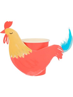 Meri Meri - On The Farm Rooster Party Cups - Horoz Bardak