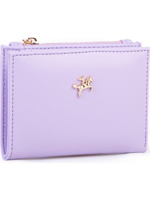 Nas Bag Kadın Ince Küçük Boy Kartlık Kağıt ve Bozuk Para Fonksiyonlu Lila Dona
