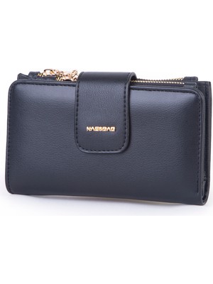 Nas Bag Kadın Kartlık ve Bozuk Para Cepli Yatay Cüzdan Siyah Dona