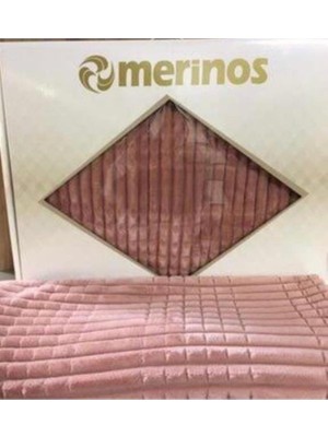 Merinos 3 Parça Pembe Desenli Çift Kişilik Battaniye Seti 220 x 240 cm Polyester Kumaş