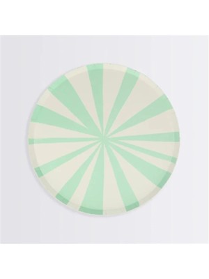 Meri Meri - Mint Stripe Plate - Mint Çizgili Tabaklar - S - 8'li