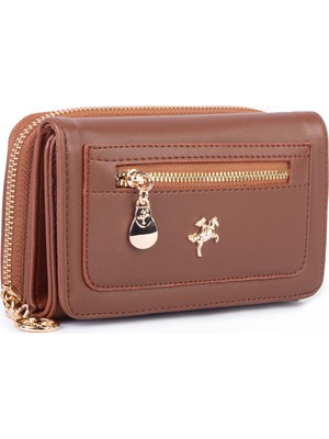  Nas Bag Kadın  Orta Boy Kağıt Demir Para ve Kartlıklı Fonksiyonel Cüzdan Taba Dona