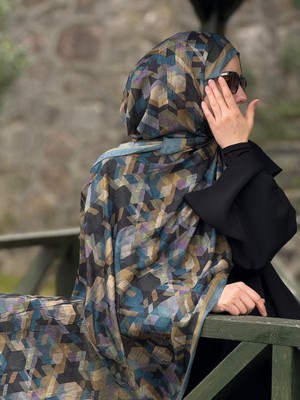 Qalortex Scarf Bambu Crash Şal Iconic Desen Irmak Yeşili Gold