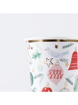 Meri Meri - Festive Pattern Cups - Yeni Yıl Bardaklar (8'li)