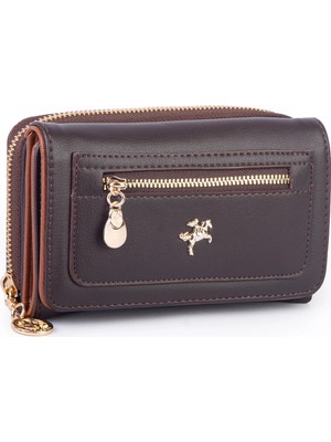  Nas Bag Kadın  Orta Boy Kağıt Demir Para ve Kartlıklı Fonksiyonel Cüzdan Kahve Taba Dona